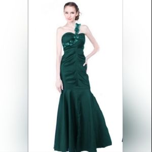 EMERALD green mermaid one strap formal party maxi dress 12P